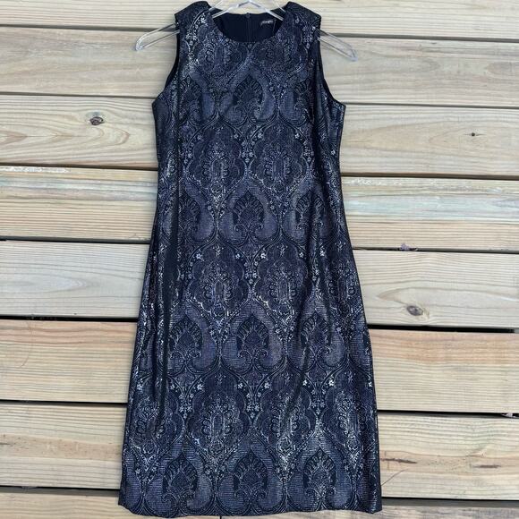 J. McLaughlin Dress Belinda Zahara Jacquard Black Champagne Size 2 NWT Event - Picture 1 of 9